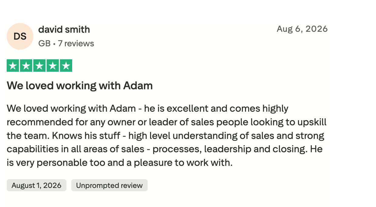 Sales Chief Trustpilot review 1