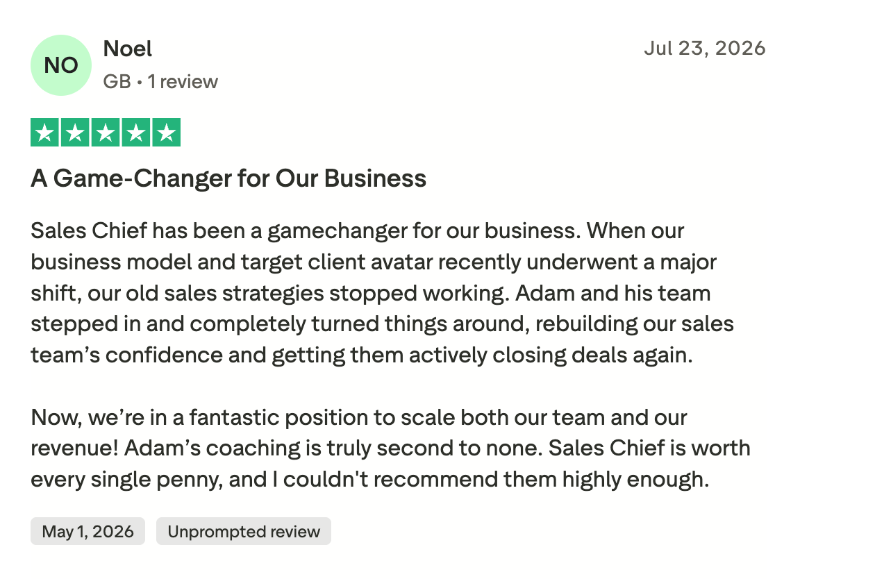 Sales Chief Trustpilot review 4