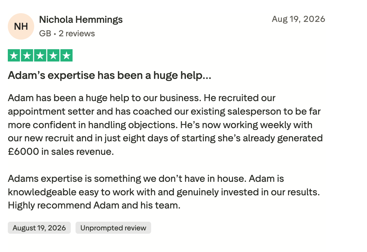 Sales Chief Trustpilot review 3
